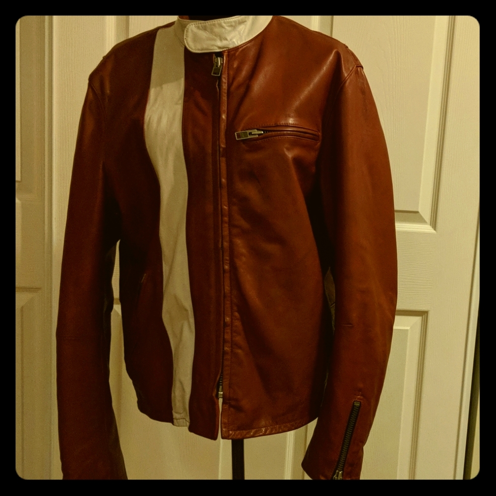 GAP M RED LEATHER CAFE RACER MOTORCYCLE